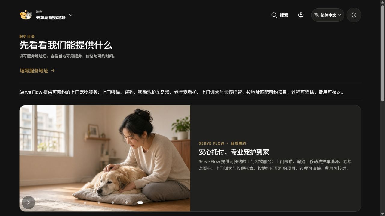 Serve-flow 服务首页实际界面